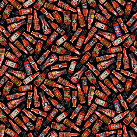 FOOD   CD2217 BLACK   HOT  SAUCE BOTTLES