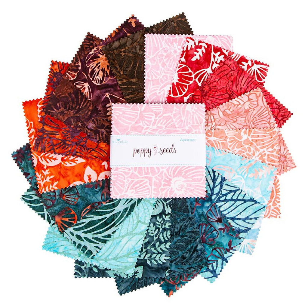 Batiks Poppy Seeds 5 Inch Stacker, 42 Pcs.