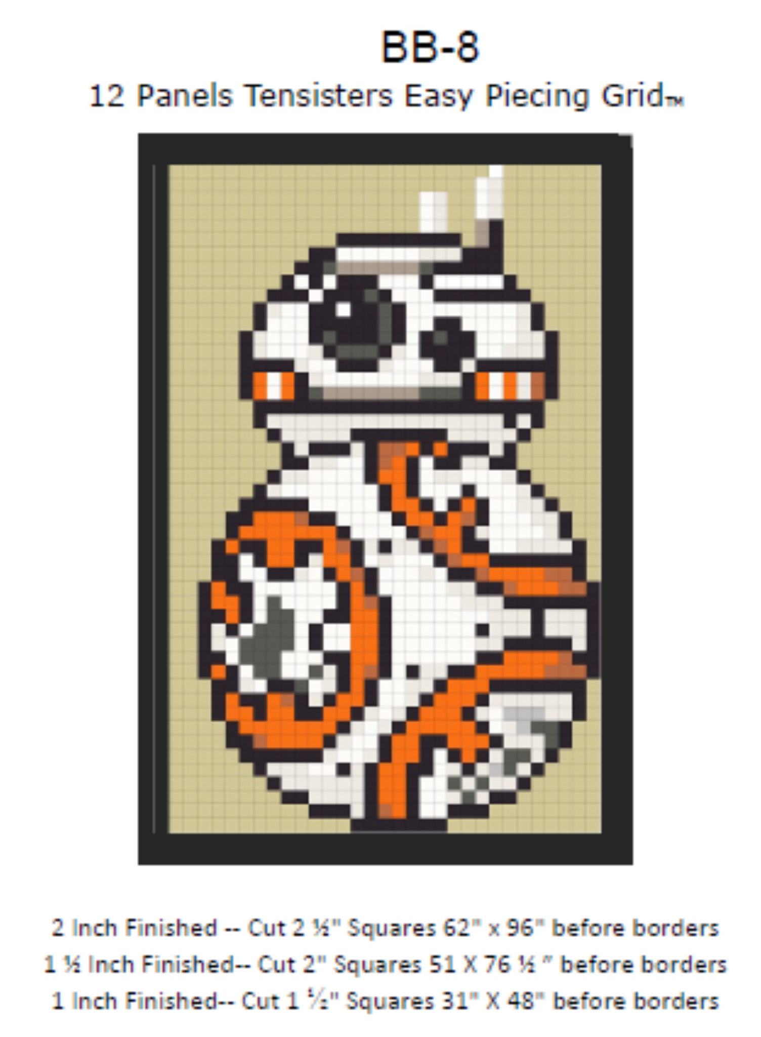 BB8 12-panel Quilt Pattern with purchase EasyPiecing Grid – Hot ...