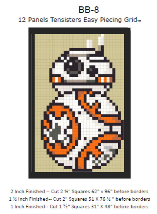 BB8 12-panel Quilt Pattern with purchase EasyPiecing Grid