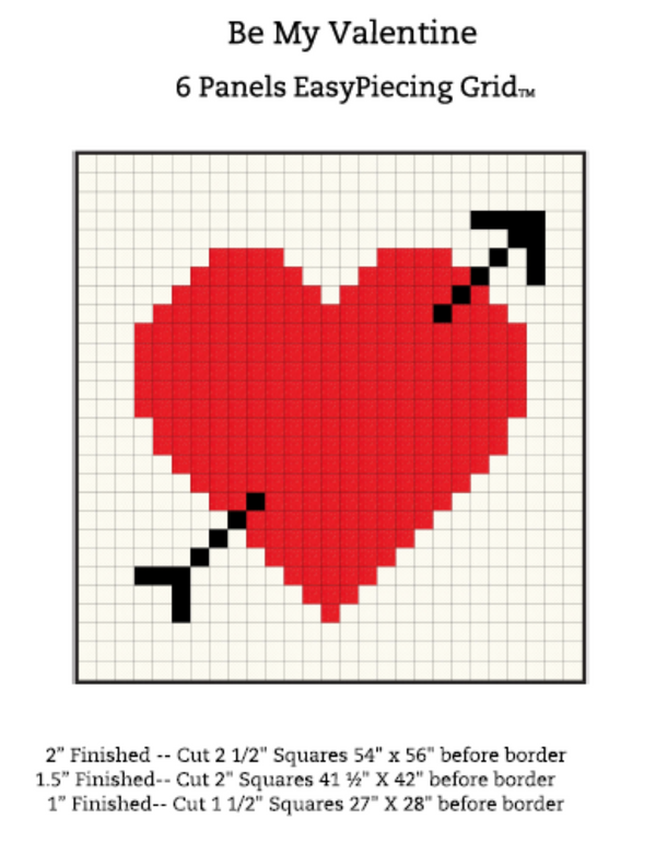 Be My Valentine 6 panel Pattern w/ purchase EasyPiecing Grid