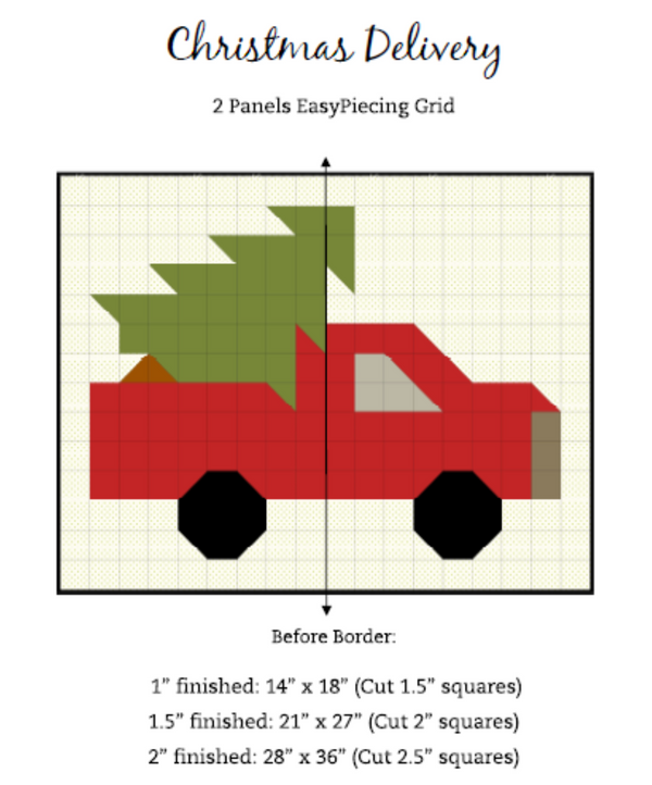 Christmas Delivery 2panel Pattern w/purchase EasyPiecing Grid
