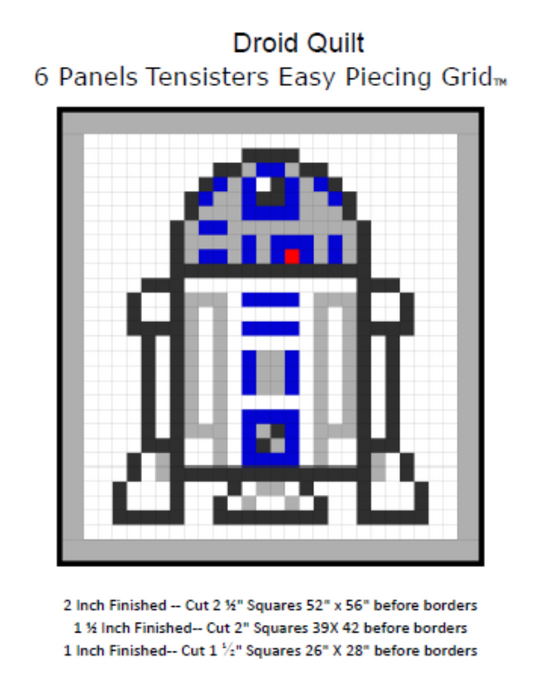Droid Quilt 6-panel Pattern with purchase EasyPiecing Grid