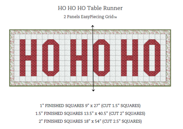 HO HO HO Table Runner Pattern with purchase EasyPiecing Grid