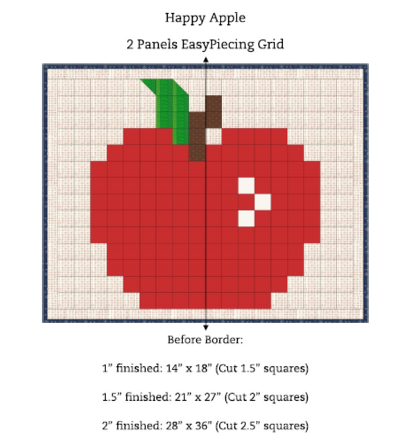 FREE Happy Apple 2 panel Pattern with purchase EasyPiecing Grid