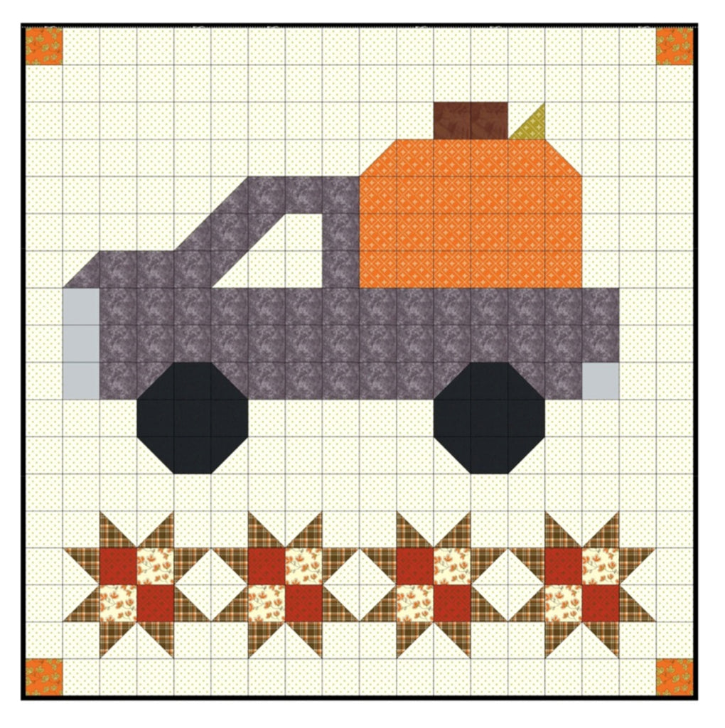 Harvest Delivery 3-panel Pattern w/ purchase EasyPiecing Grid