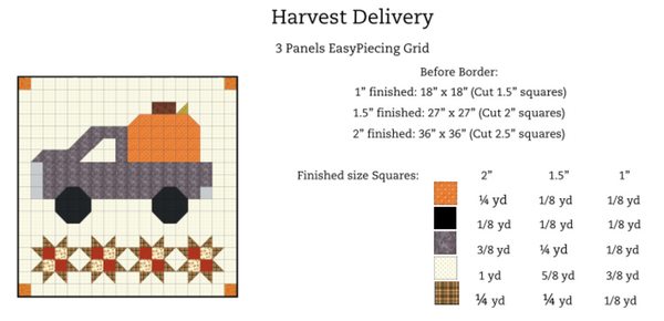 Harvest Delivery 3-panel Pattern w/ purchase EasyPiecing Grid