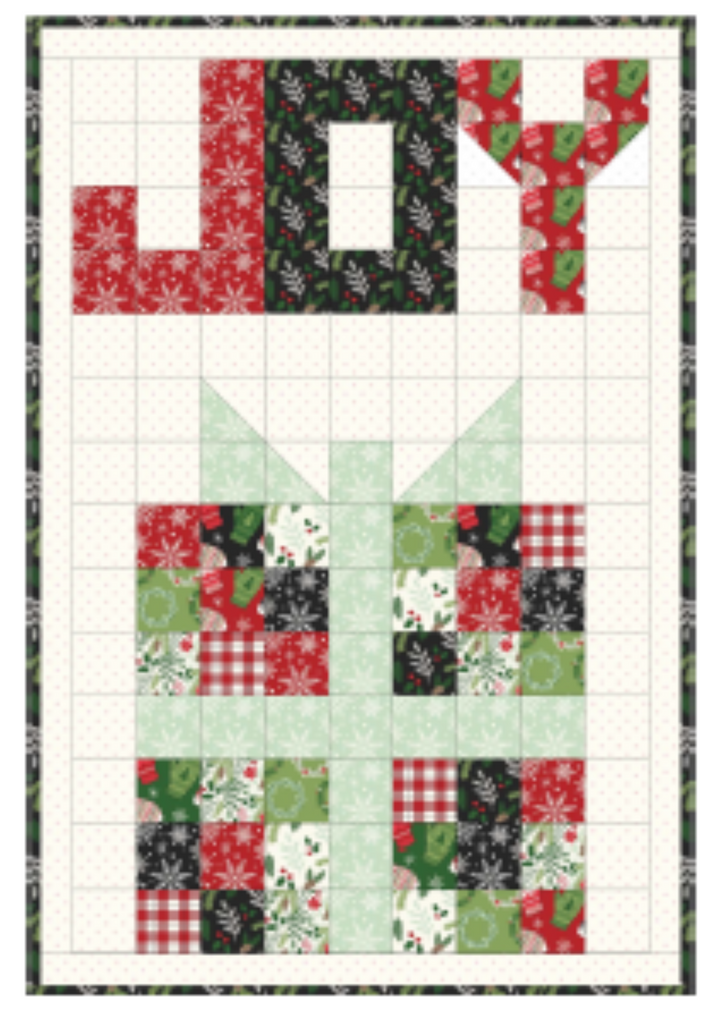 Joyful Gift 1-panel Pattern with purchase EasyPiecing Grid