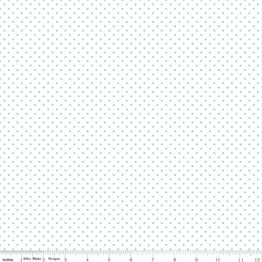 Swiss Dot On White Aqua