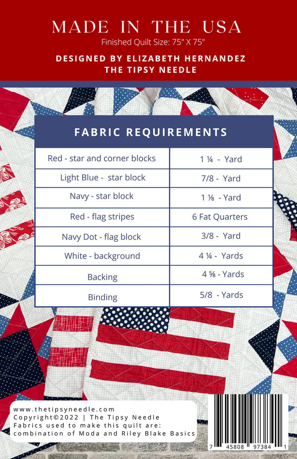 Made In The USA Printed Quilt Pattern TTN-112