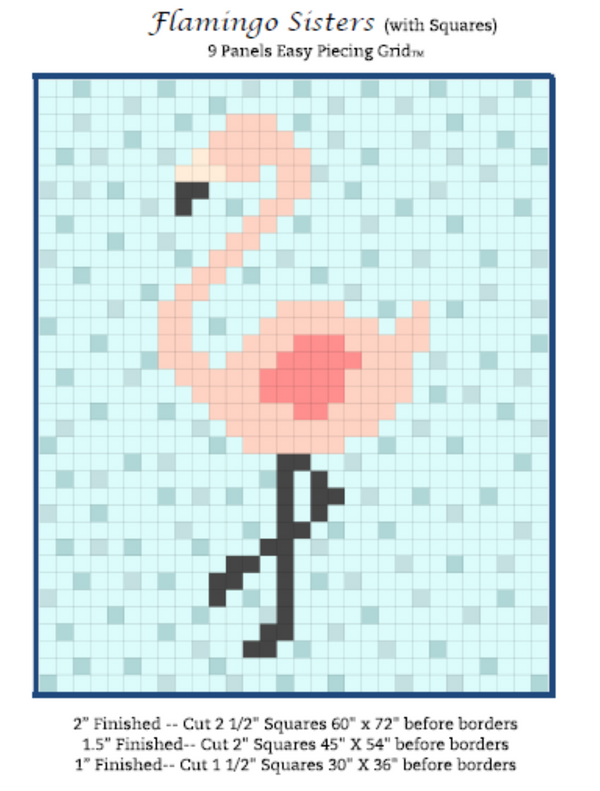 Flamingo Sisters 9-panel Pattern w/ purchase EasyPiecing Grid