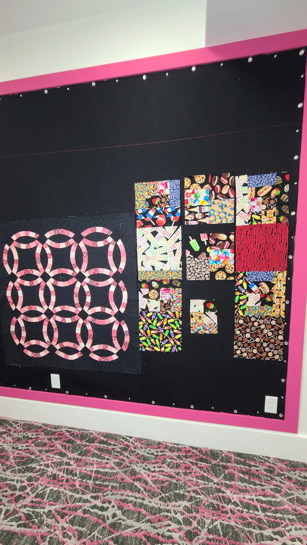 Quilt Design Wall Fabric Black